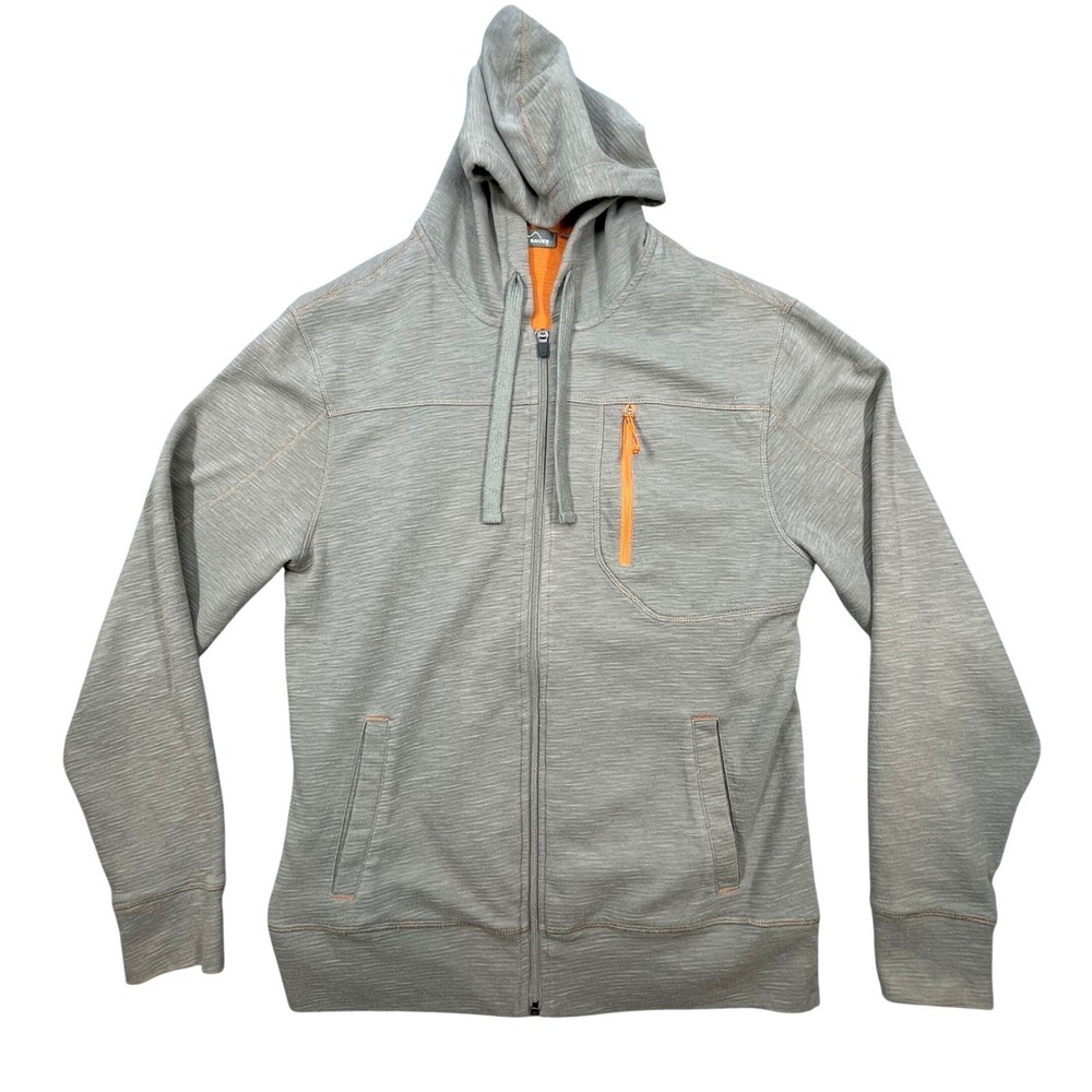 Eddie Bauer Gray Orange Full Zip Heathered Hoodie Mens Medium